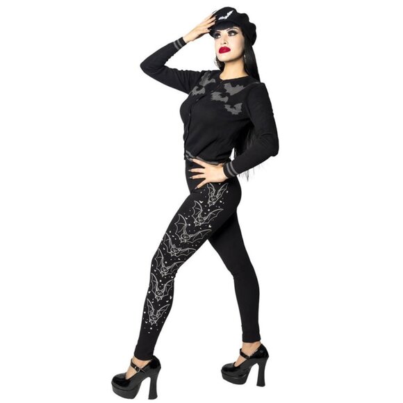 Glow in the Dark Black Gray Bat Leggings S-M-L-XL-2XL-3XL NWT - Picture 3 of 5